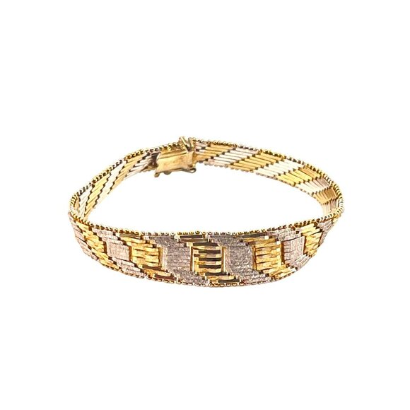 Milor Two Tone Gold Vermeil Silver Bracelet With Intricate Woven Design - Picture 6 of 8